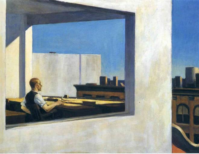 Kantoor in een kleine stad door Edward Hopper (van Wikiart)