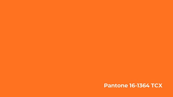 Muestra de color naranja mandarina con código Pantone