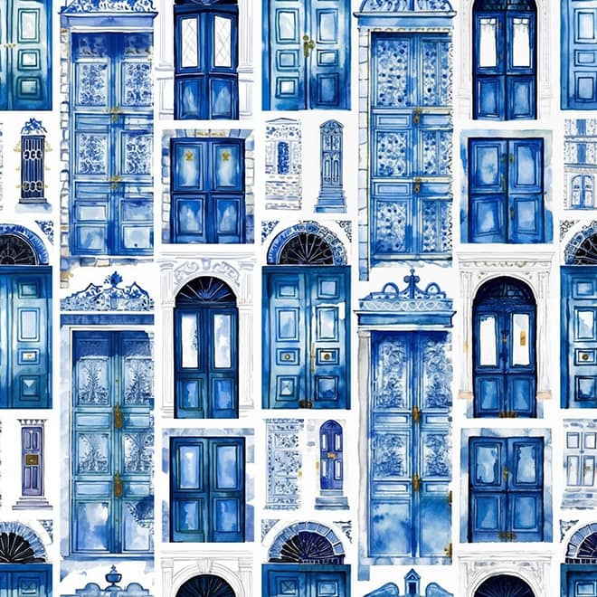 pattern design featuring ultramarine blue