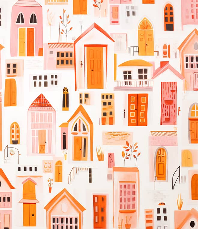 pattern design featuring Papaya Orange shades