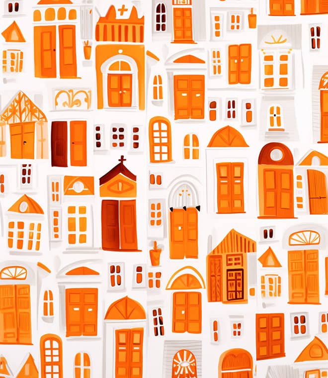 pattern design featuring Papaya Orange shades